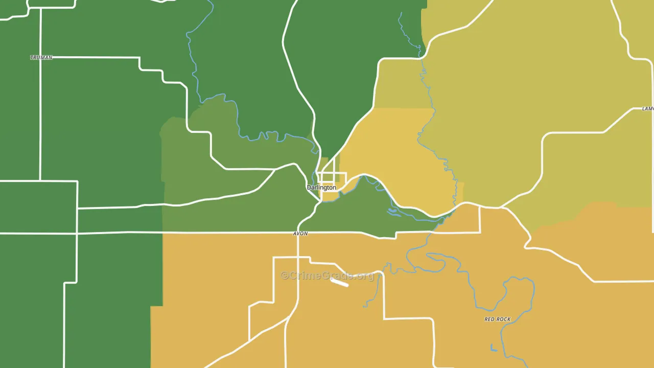 Darlington, WI Map of Drug-Related Crime Rates