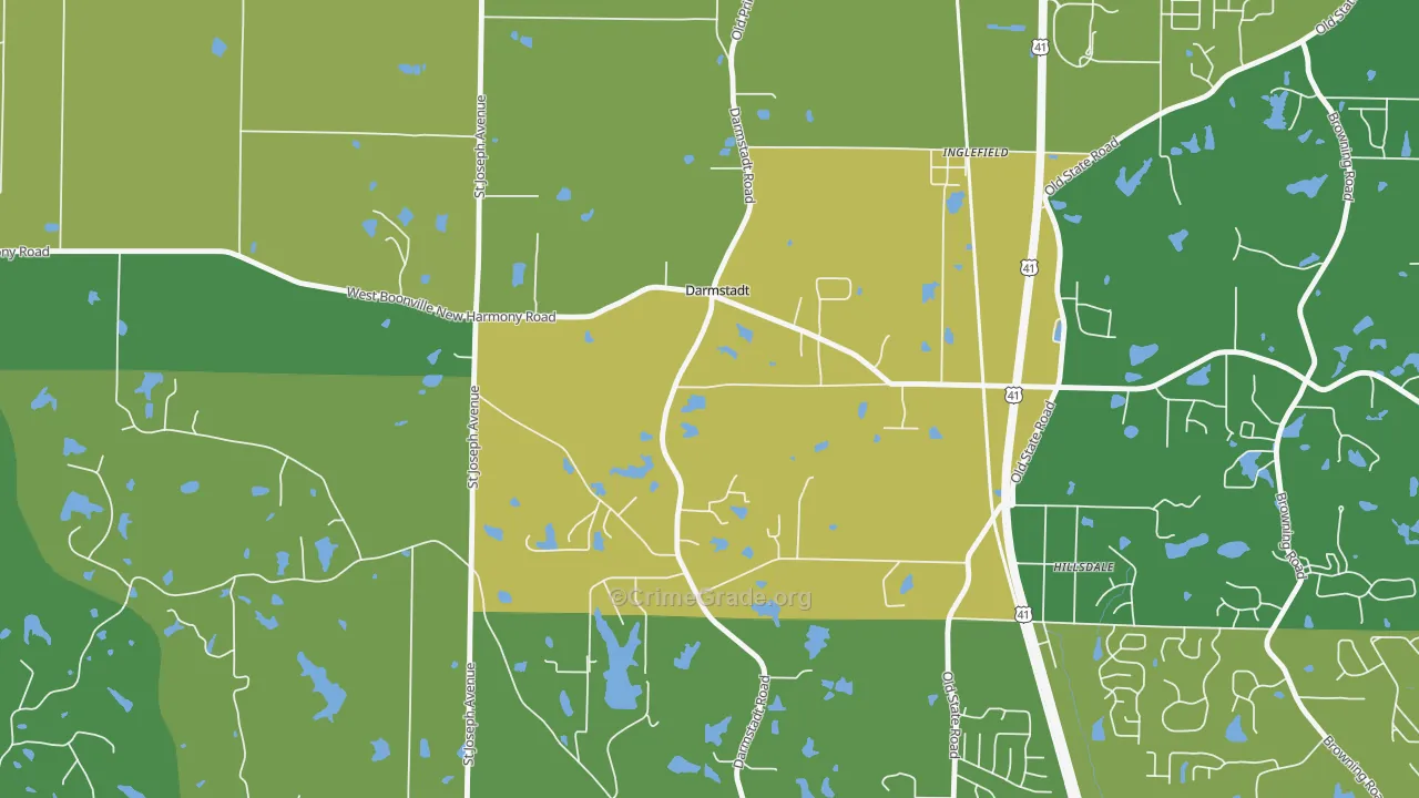 Darmstadt, IN Map of Drug-Related Crime Rates