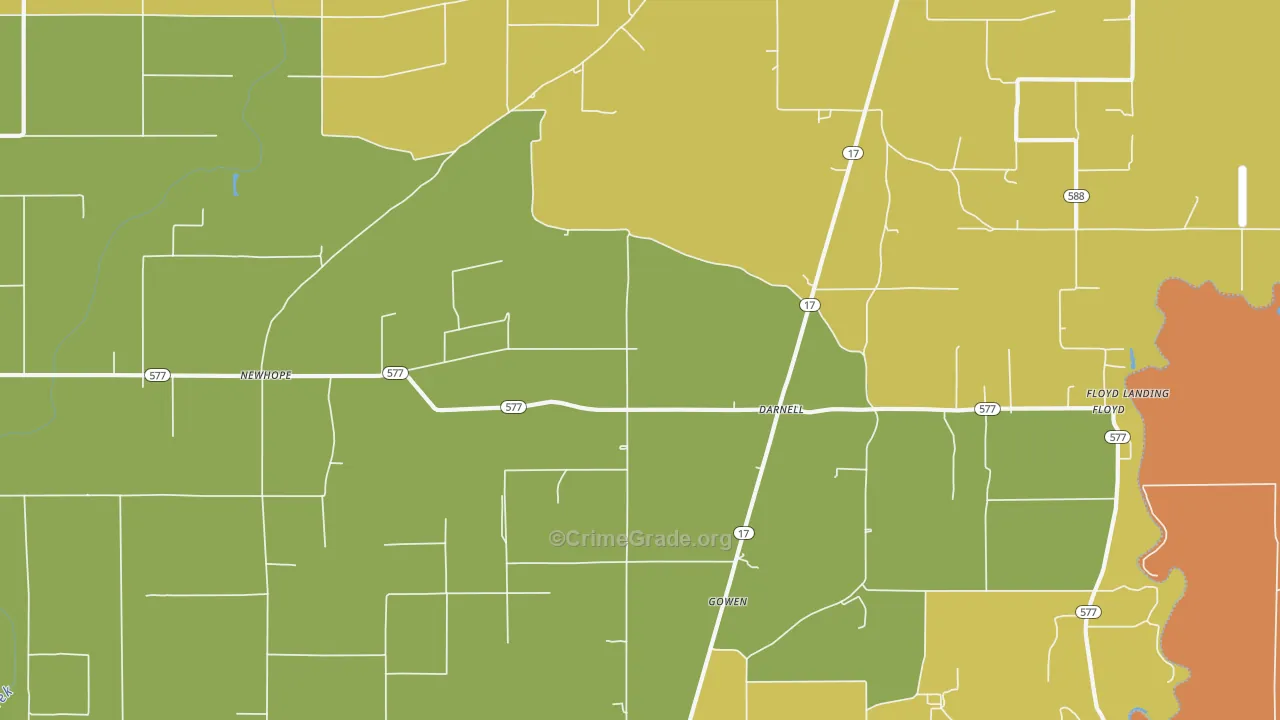 Darnell, LA Map of Drug-Related Crime Rates