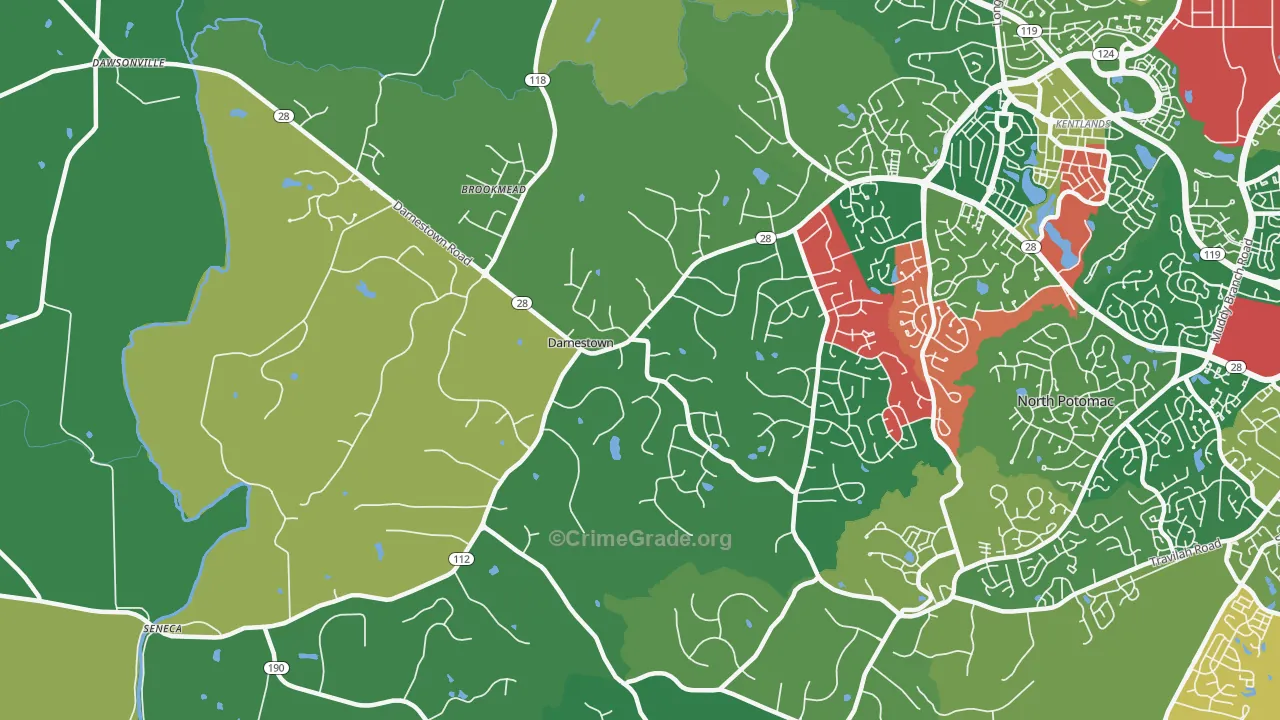 Darnestown, Gaithersburg, MD Map of Drug-Related Crime Rates