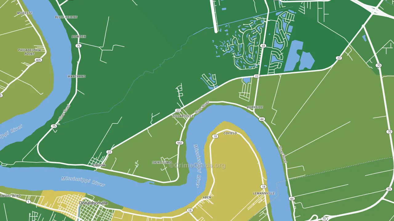 Darrow, LA Map of Drug-Related Crime Rates