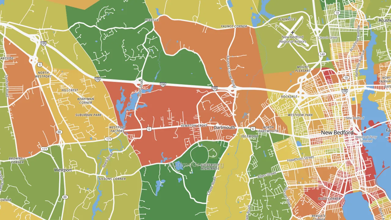 Dartmouth, MA Map of Drug-Related Crime Rates