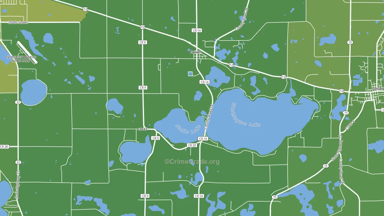 Darwin, MN Map of Drug-Related Crime Rates