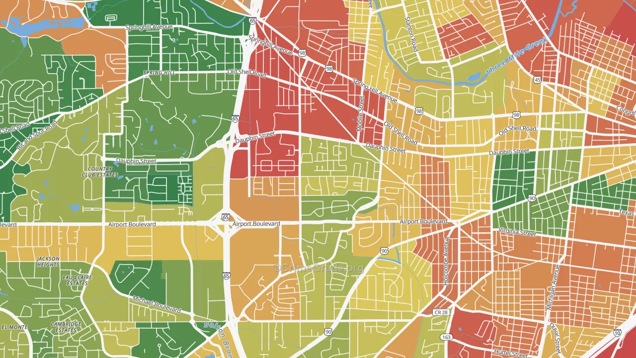 Dauphin Acres, Mobile, AL Map of Drug-Related Crime Rates