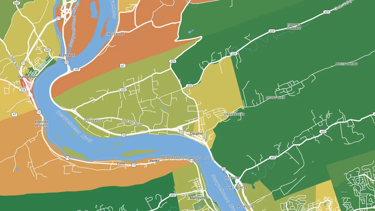 Dauphin, PA Map of Drug-Related Crime Rates