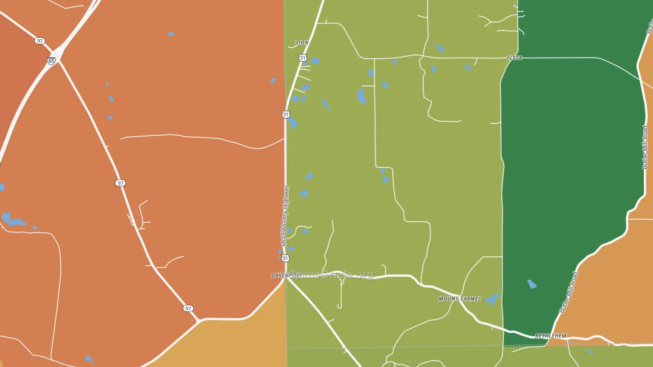Davenport, AL Map of Drug-Related Crime Rates
