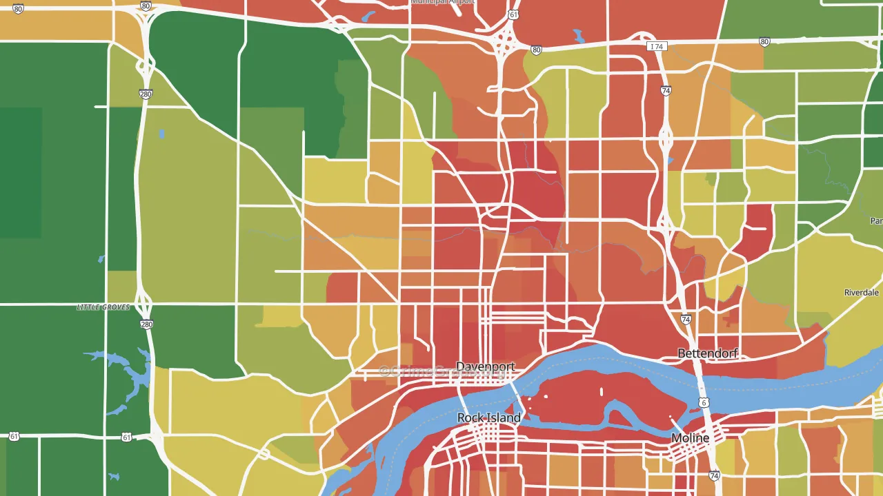 Davenport, IA Map of Drug-Related Crime Rates