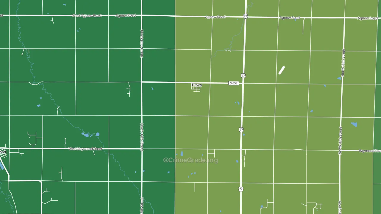 Davey, NE Map of Drug-Related Crime Rates