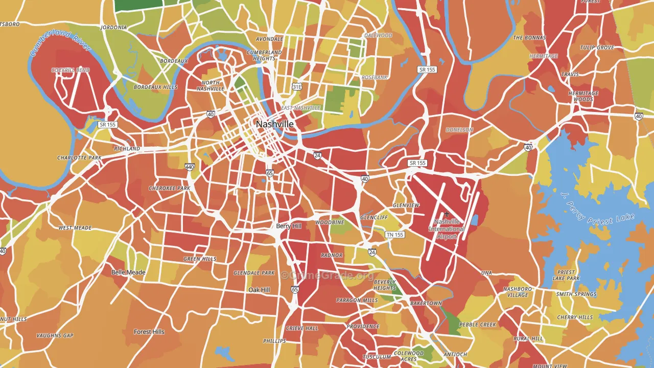 Davidson County, TN Map of Drug-Related Crime Rates
