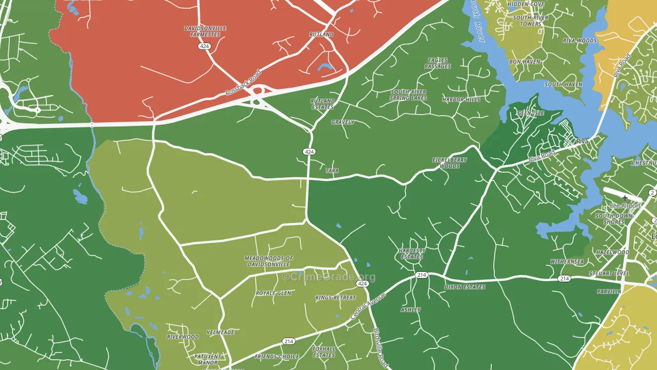 Davidsonville, MD Map of Drug-Related Crime Rates