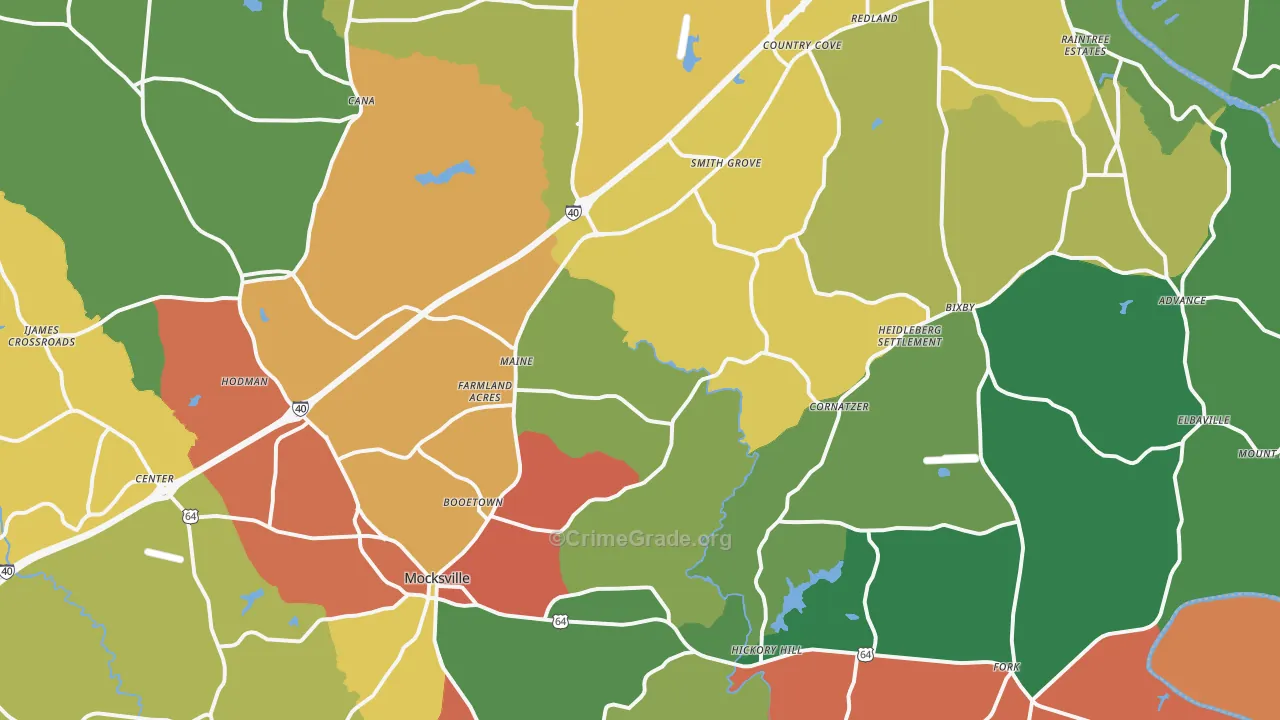 Davie County, NC Map of Drug-Related Crime Rates