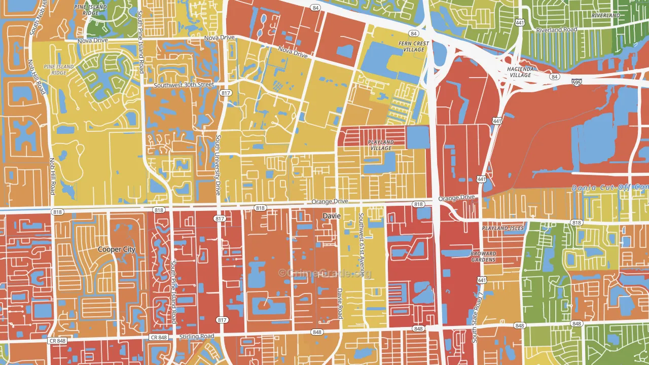 Davie Heights, Davie, FL Map of Drug-Related Crime Rates