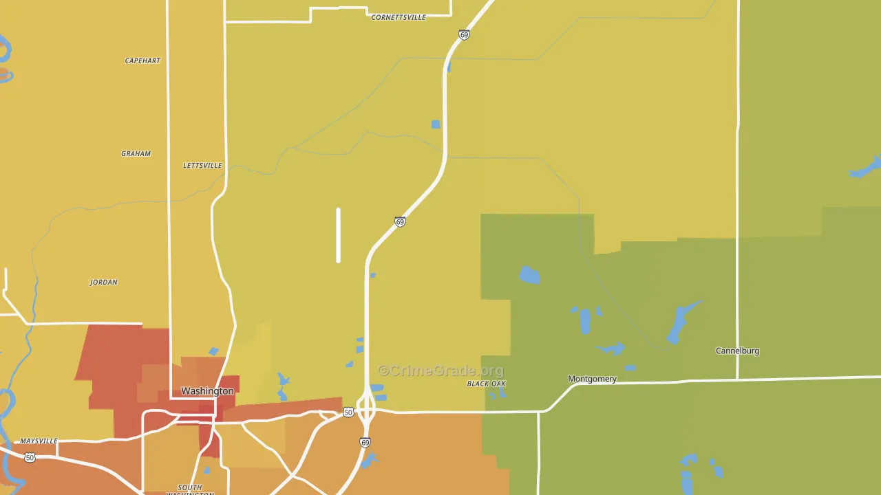 Daviess County, IN Map of Drug-Related Crime Rates