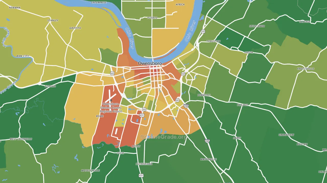Daviess County, KY Map of Drug-Related Crime Rates