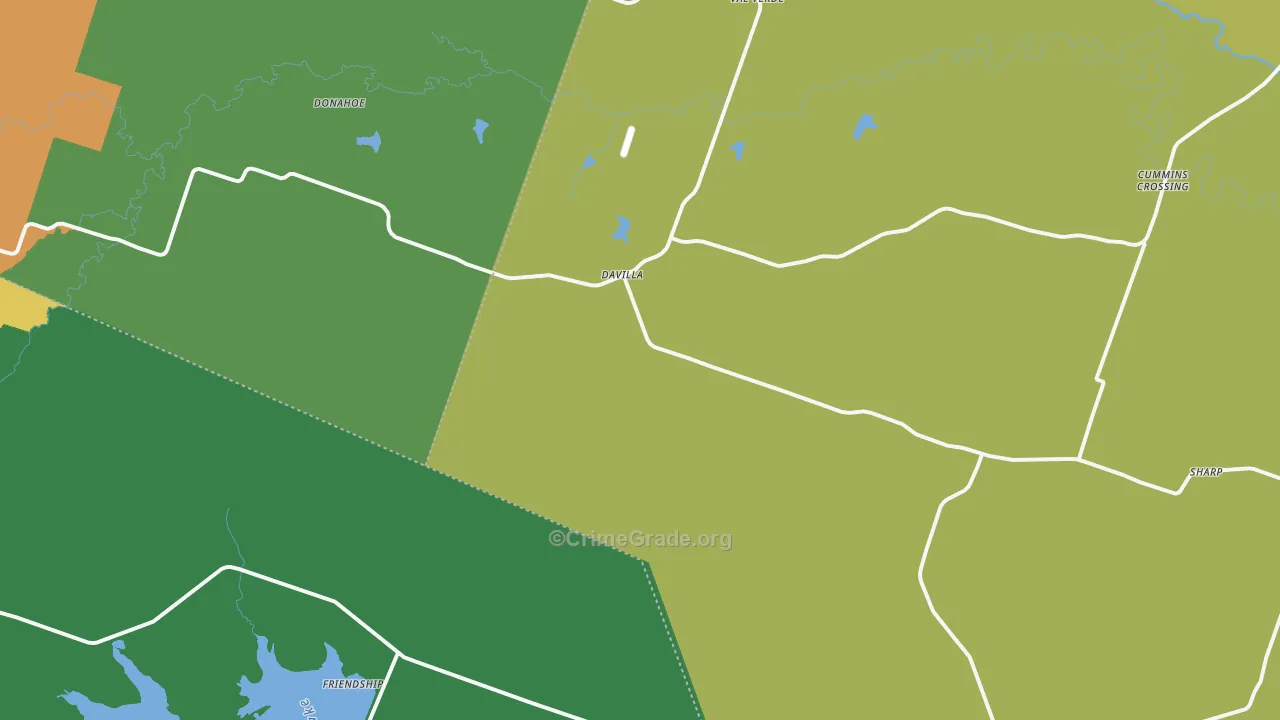 Davilla, TX Map of Drug-Related Crime Rates