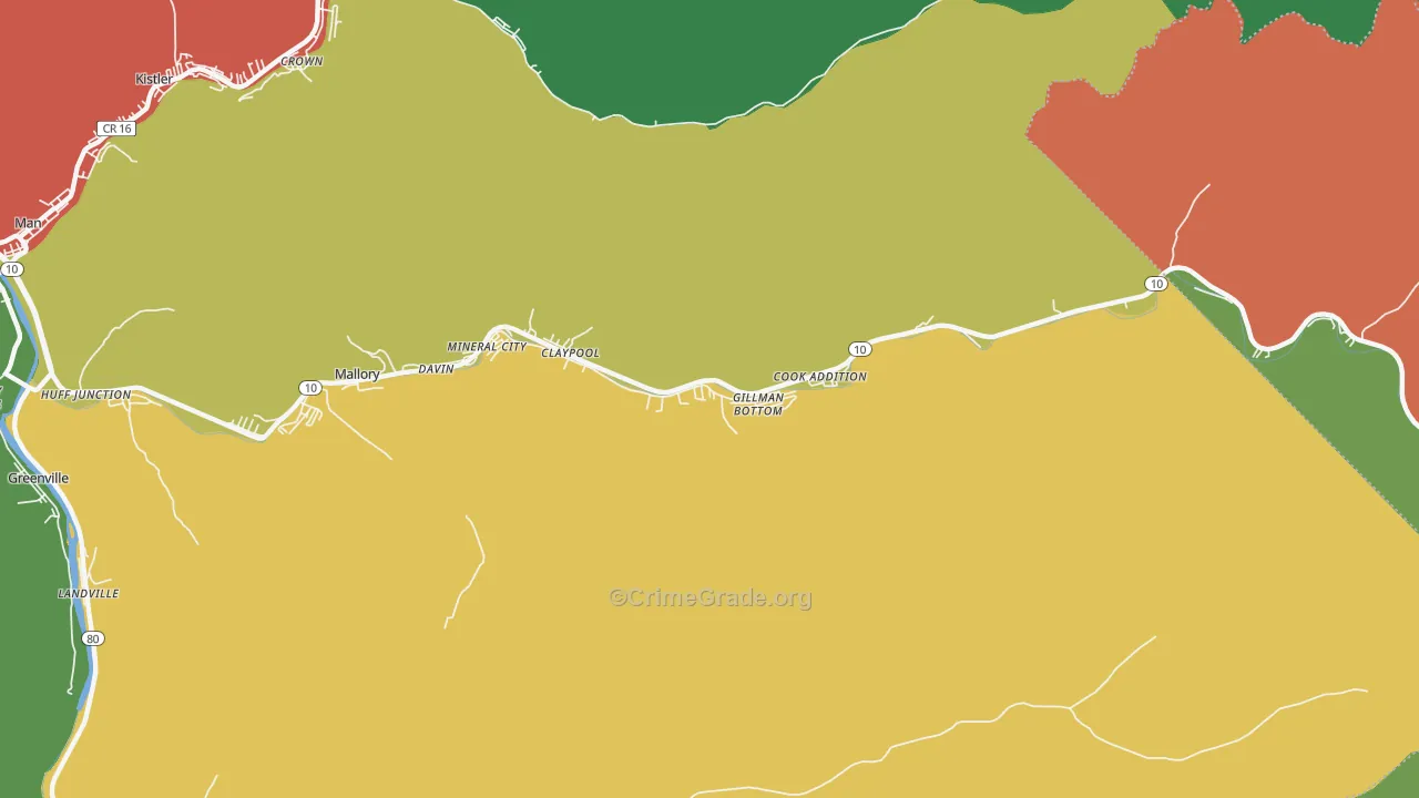 Davin, WV Map of Drug-Related Crime Rates