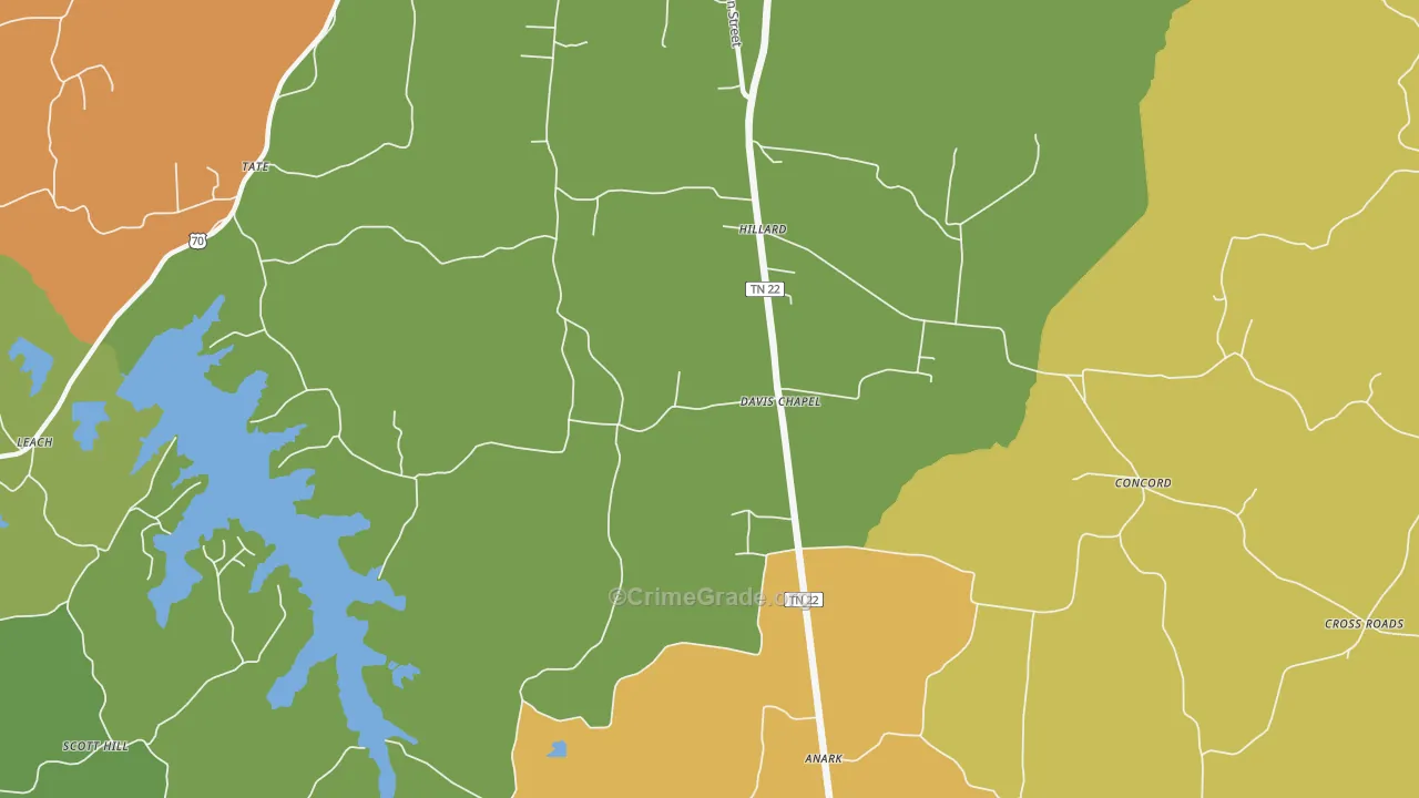 Davis Chapel, TN Map of Drug-Related Crime Rates