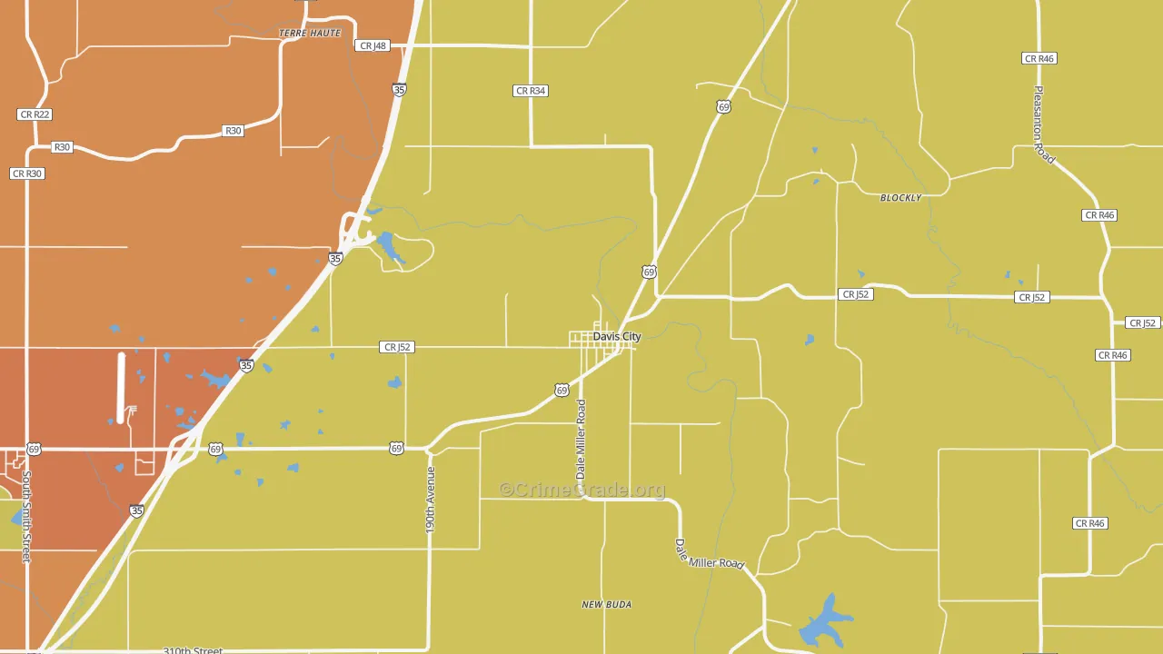Davis City, IA Map of Drug-Related Crime Rates