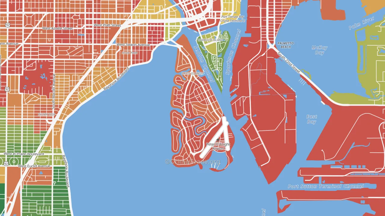 Davis Island, Tampa, FL Map of Drug-Related Crime Rates