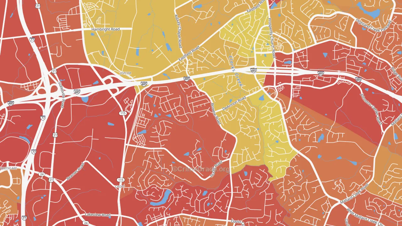 Davis Lake-Eastfield, Charlotte, NC Map of Drug-Related Crime Rates