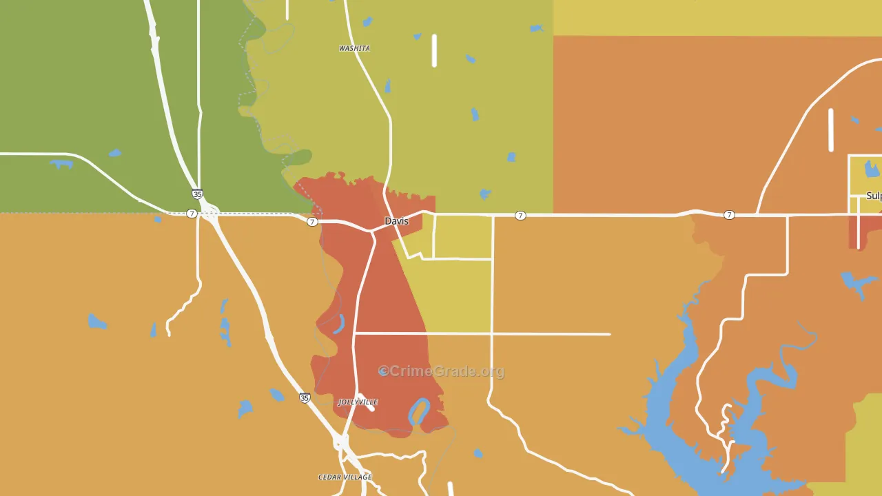 Davis, OK Map of Drug-Related Crime Rates