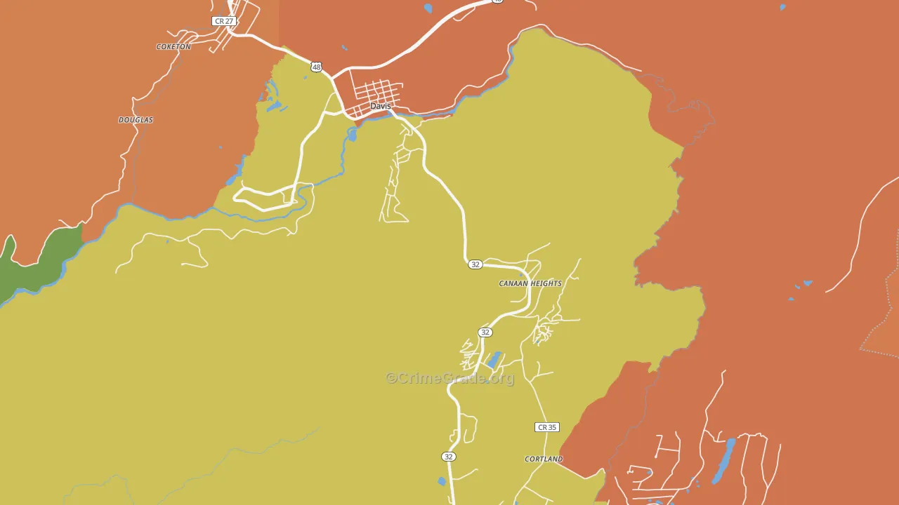 Davis, WV Map of Drug-Related Crime Rates