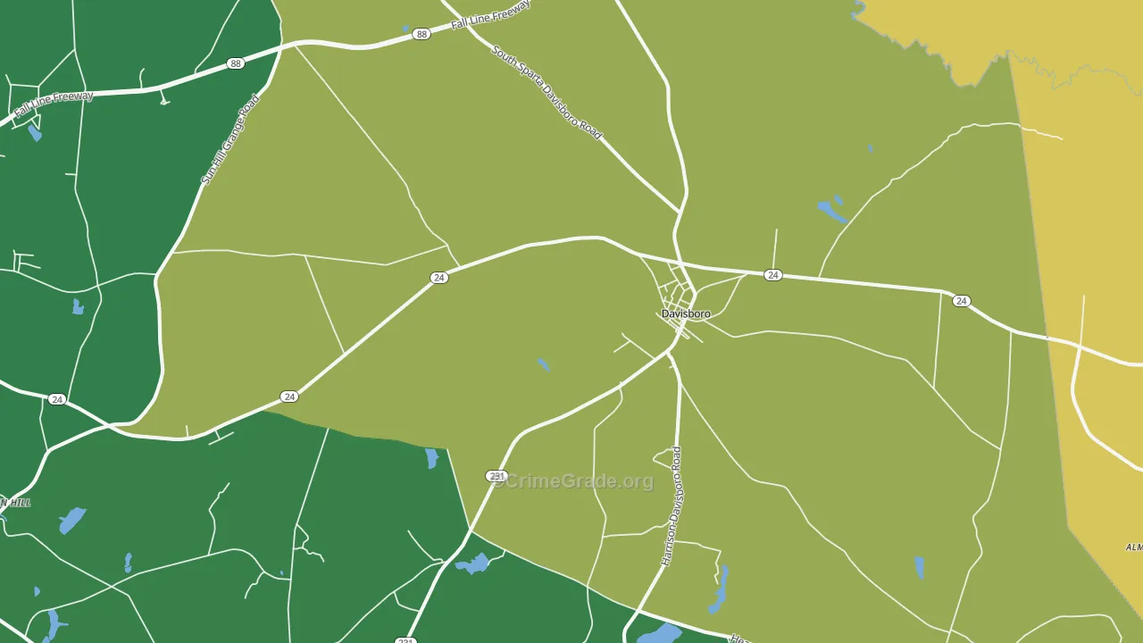 Davisboro, GA Map of Drug-Related Crime Rates