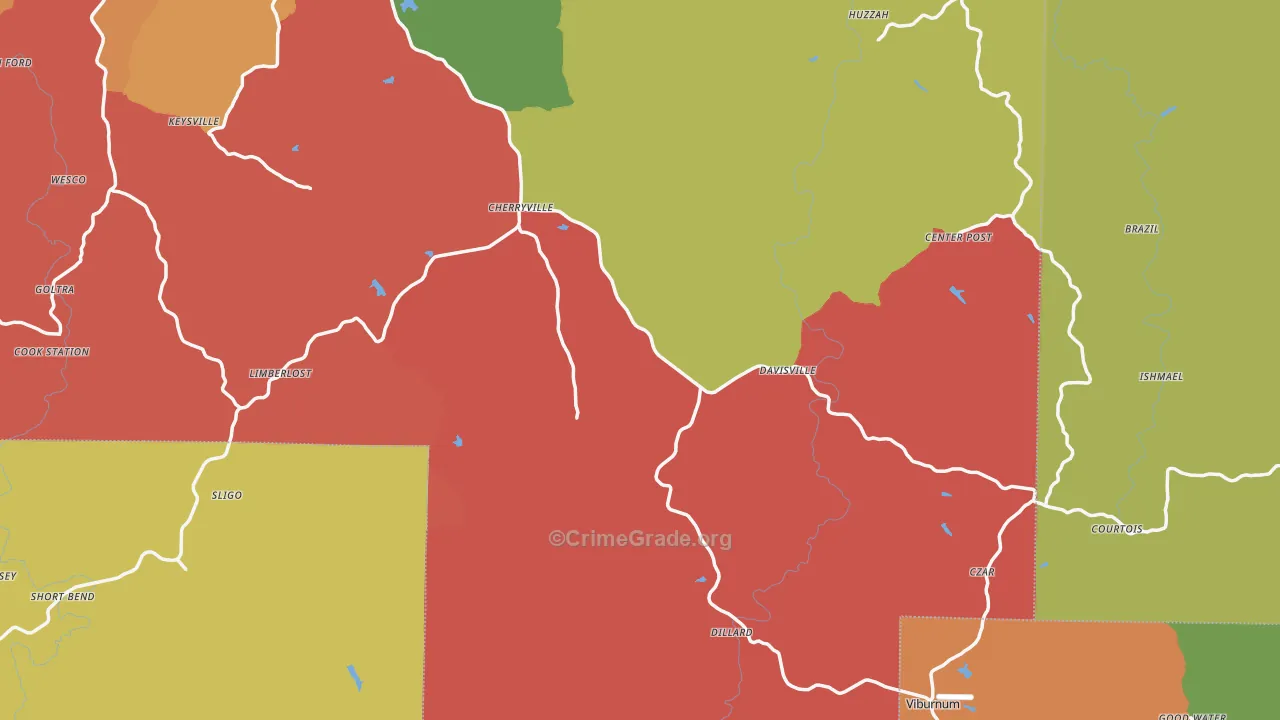 Davisville, MO Map of Drug-Related Crime Rates