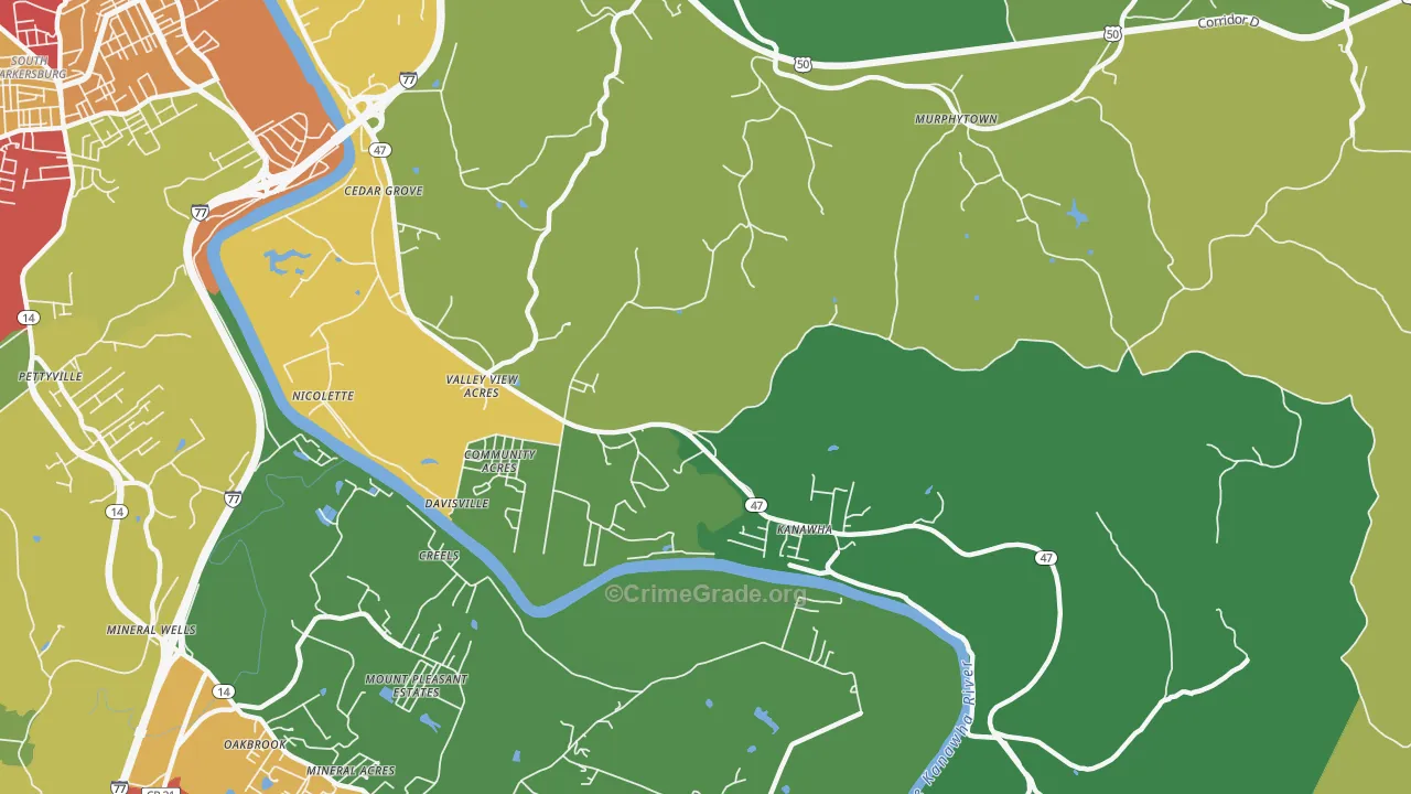 Davisville, WV Map of Drug-Related Crime Rates
