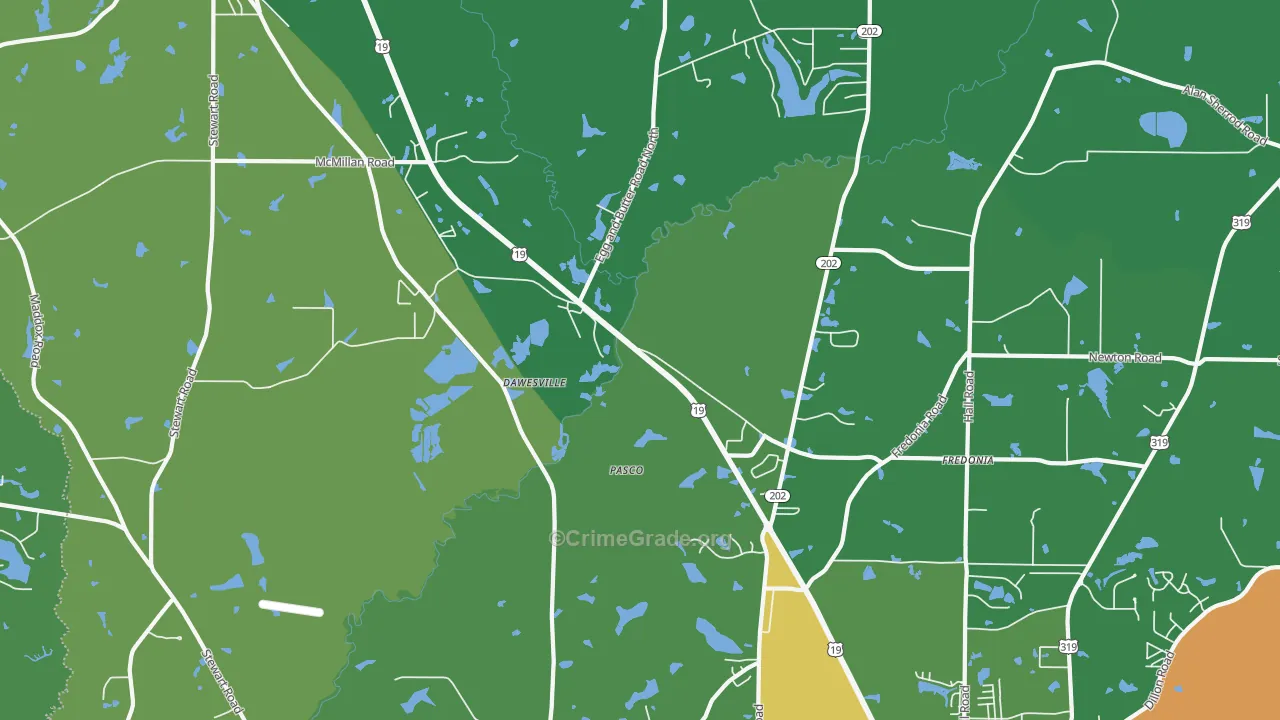Dawesville, GA Map of Drug-Related Crime Rates