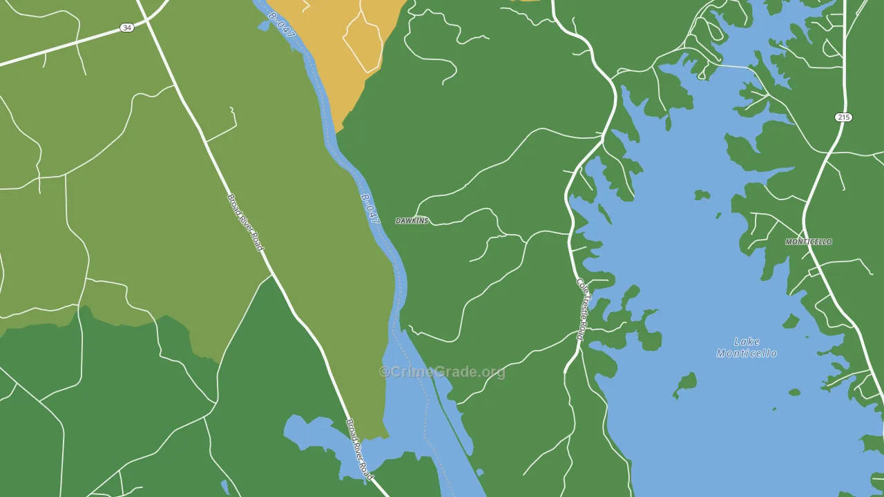 Dawkins, SC Map of Drug-Related Crime Rates