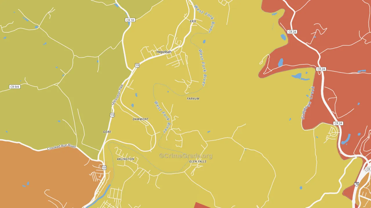 Dawmont, WV Map of Drug-Related Crime Rates