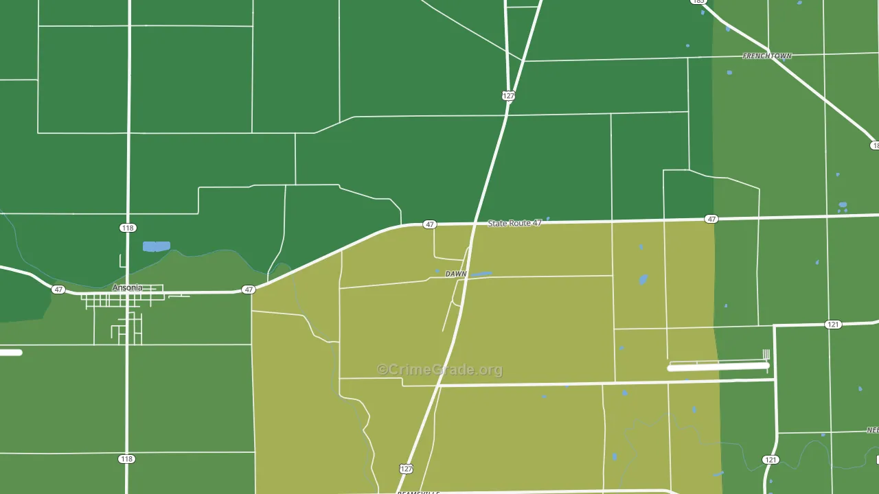 Dawn, OH Map of Drug-Related Crime Rates