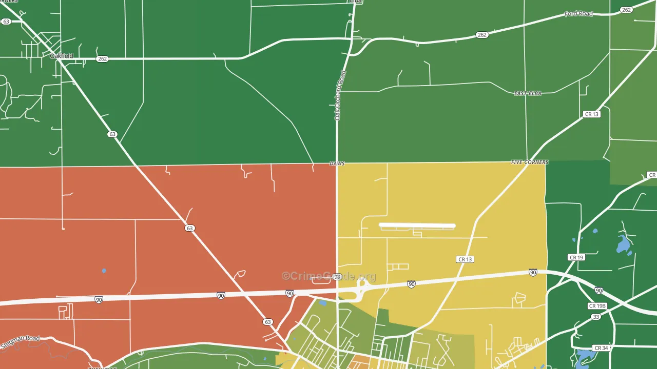 Daws, NY Map of Drug-Related Crime Rates