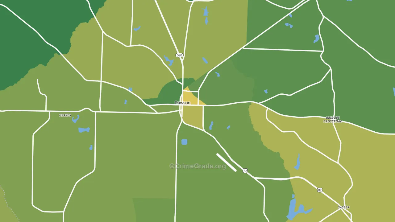 Dawson, GA Map of Drug-Related Crime Rates