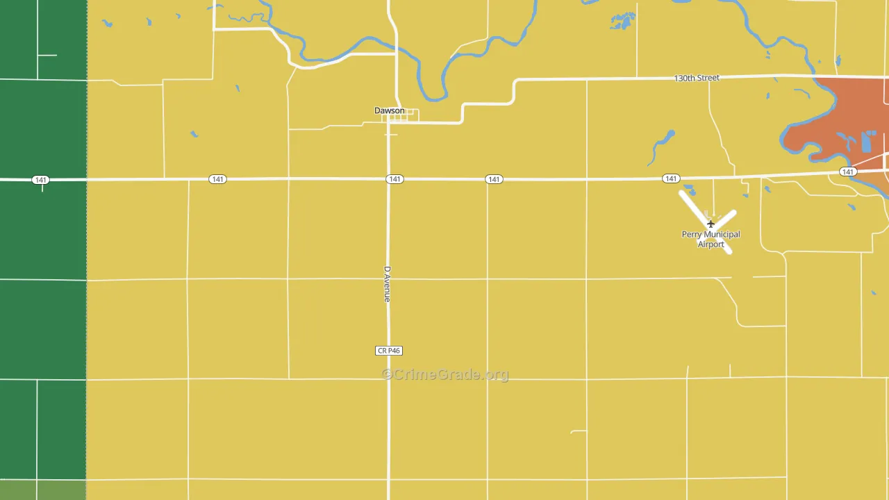 Dawson, IA Map of Drug-Related Crime Rates