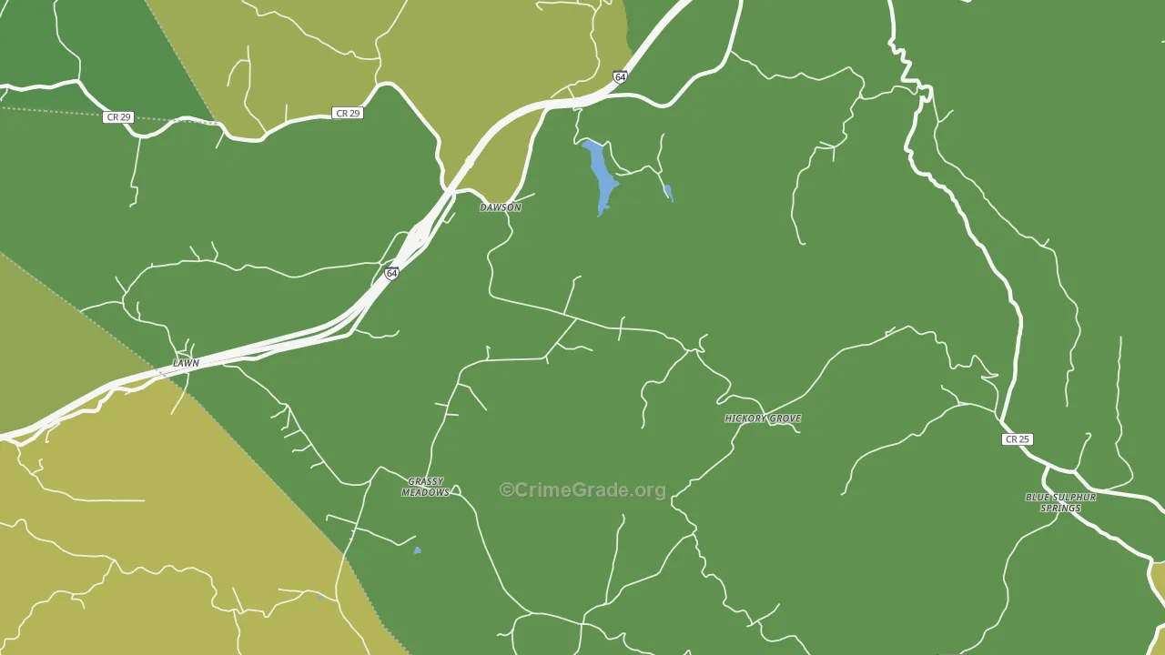 Dawson, WV Map of Drug-Related Crime Rates
