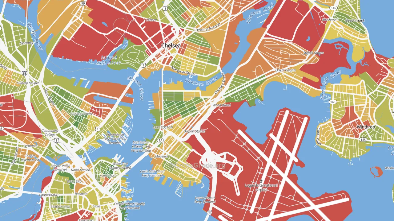 Day Square, Boston, MA Map of Drug-Related Crime Rates