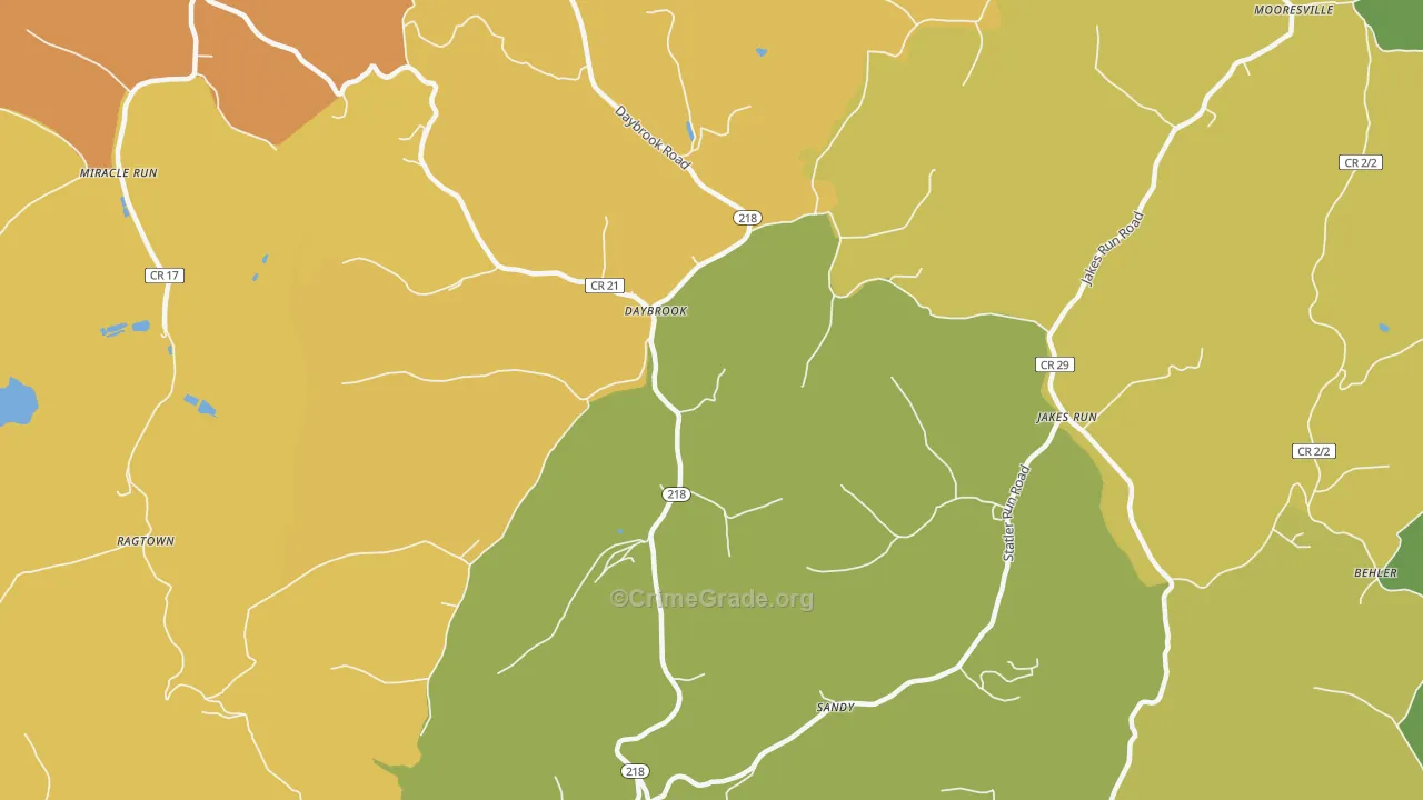 Daybrook, WV Map of Drug-Related Crime Rates