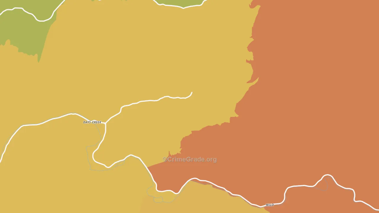 Days Creek, OR Map of Drug-Related Crime Rates