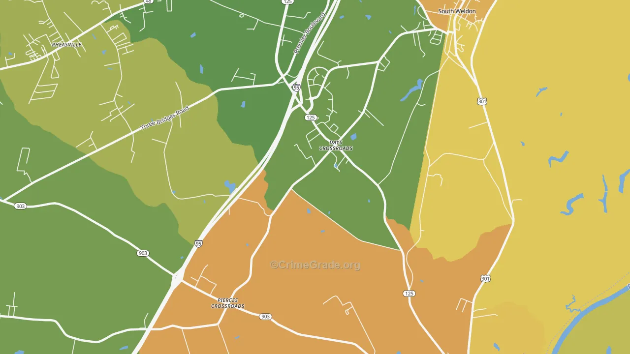 Days Crossroads, NC Map of Drug-Related Crime Rates
