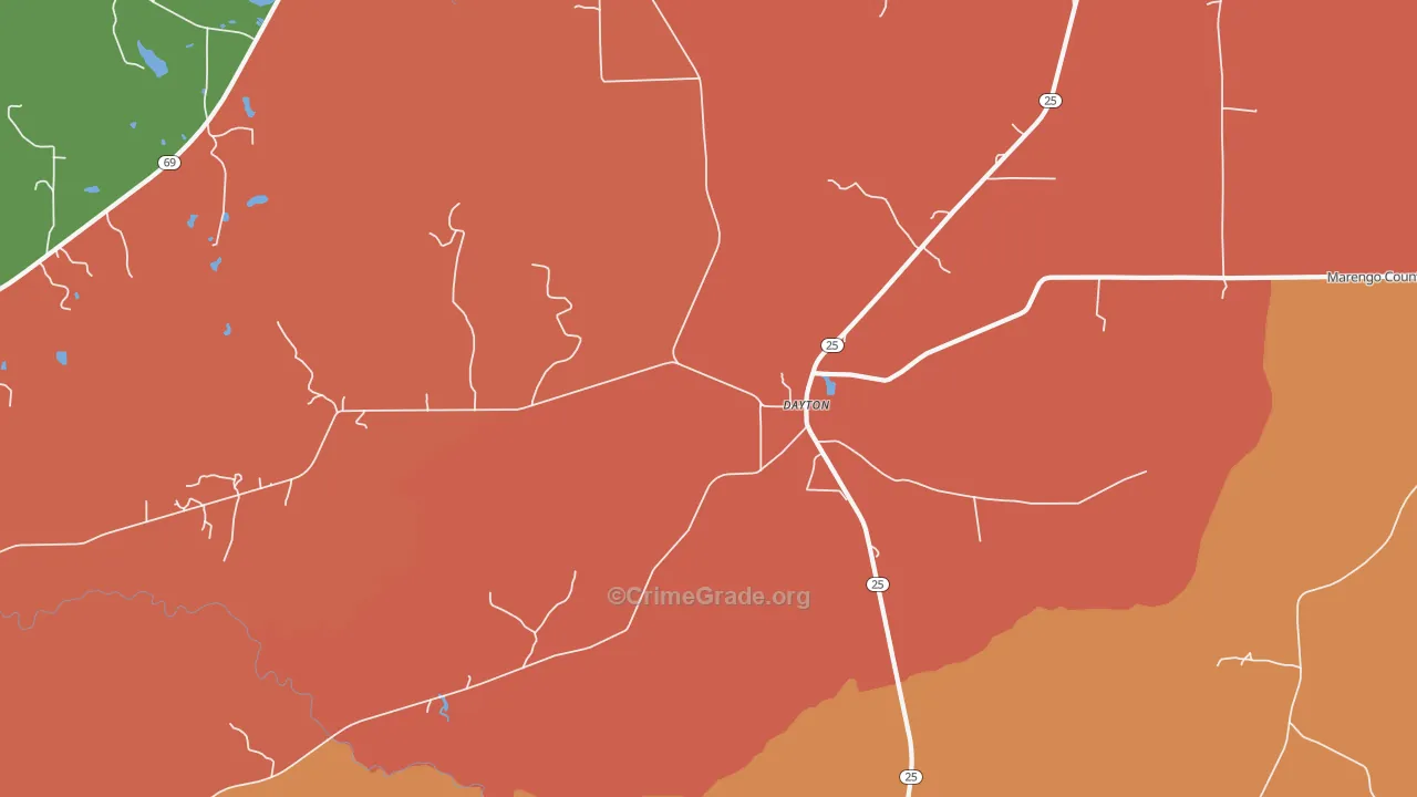 Dayton, AL Map of Drug-Related Crime Rates