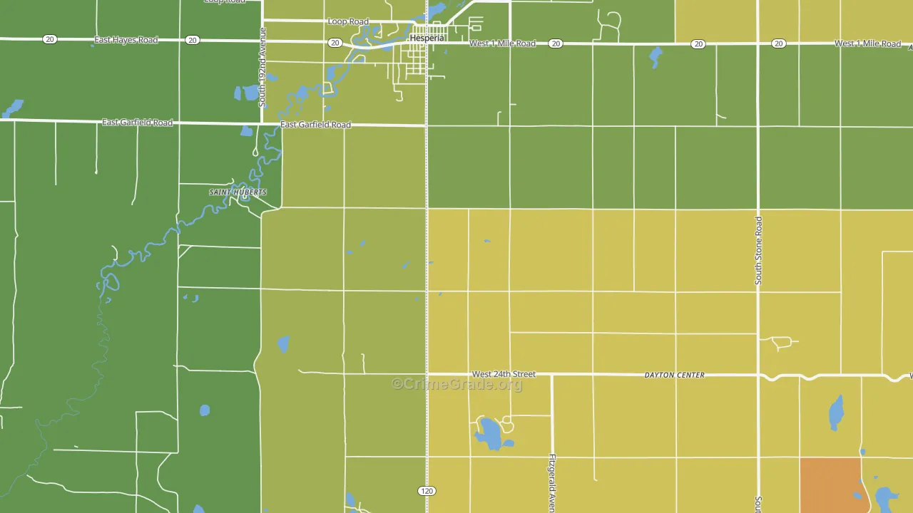Dayton Center, MI Map of Drug-Related Crime Rates