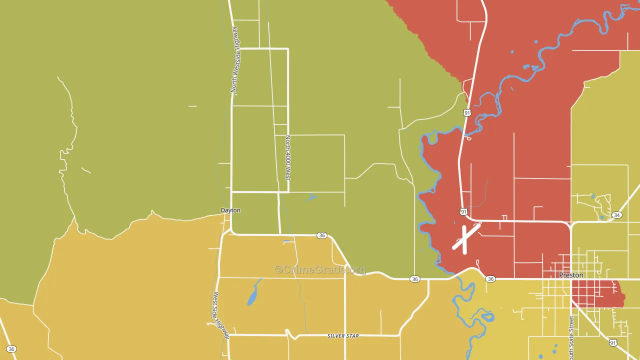 Dayton, ID Map of Drug-Related Crime Rates