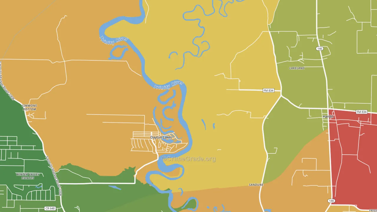 Dayton Lakes, TX Map of Drug-Related Crime Rates