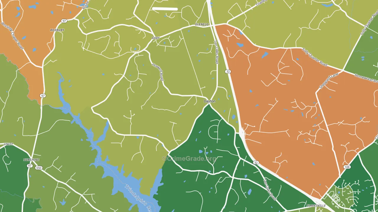 Dayton, MD Map of Drug-Related Crime Rates