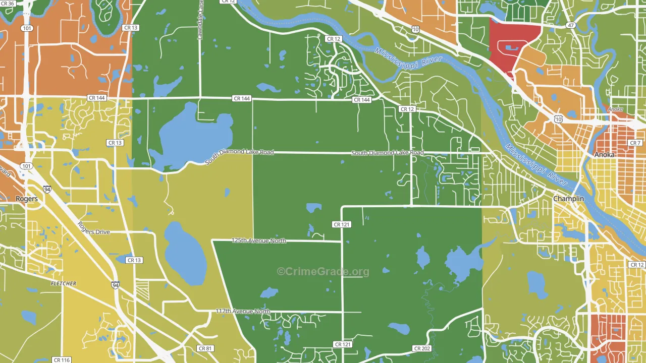 Dayton, MN Map of Drug-Related Crime Rates