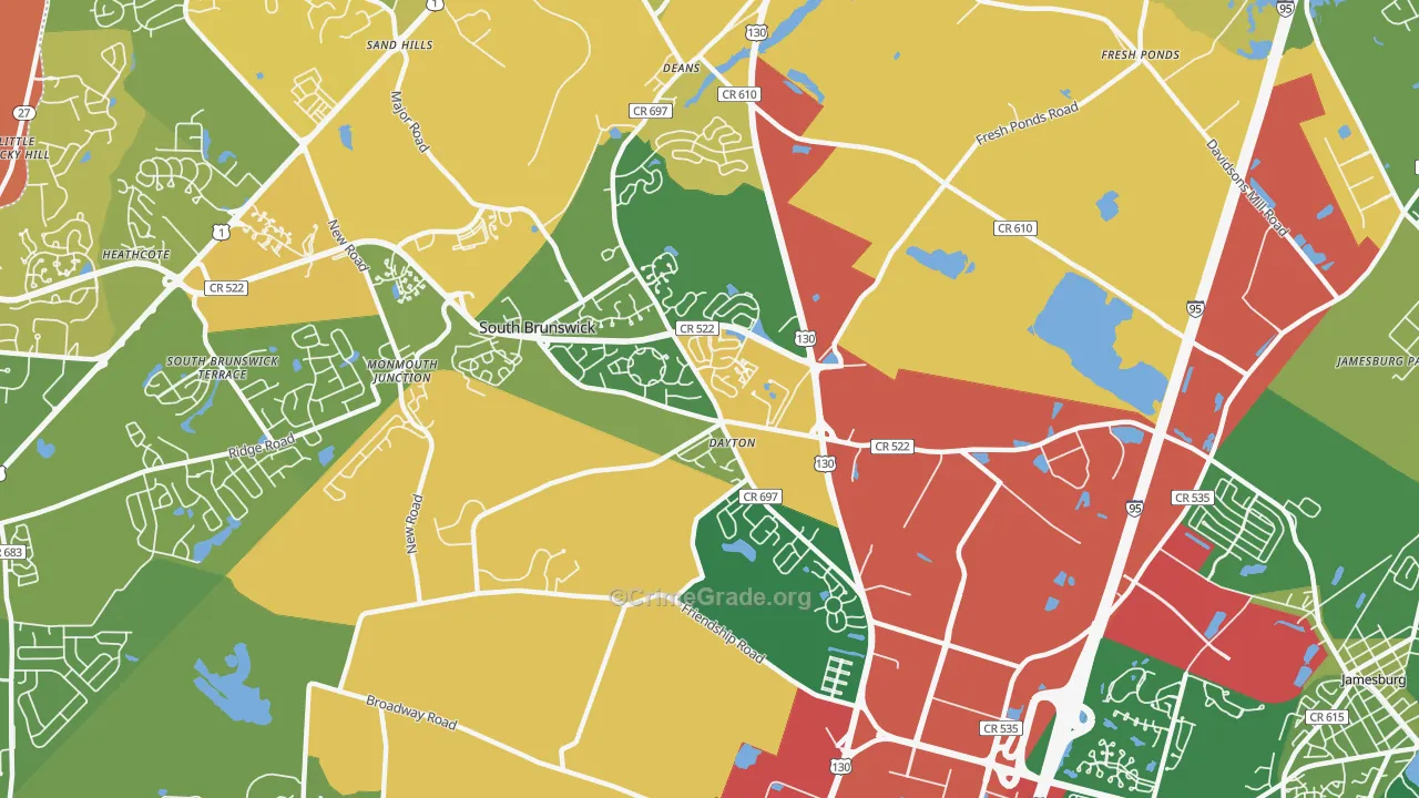 Dayton, NJ Map of Drug-Related Crime Rates
