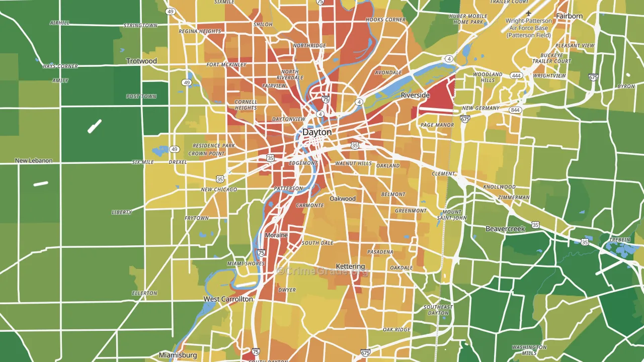 Dayton, OH Map of Drug-Related Crime Rates