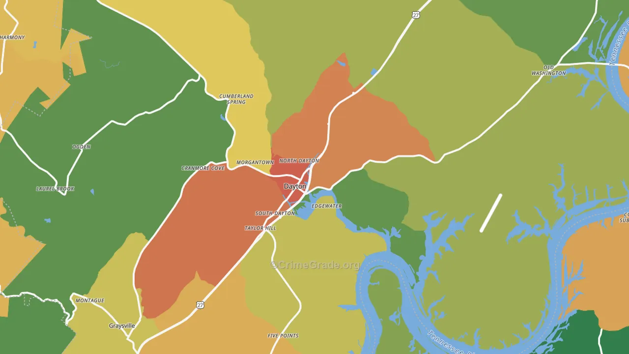 Dayton, TN Map of Drug-Related Crime Rates